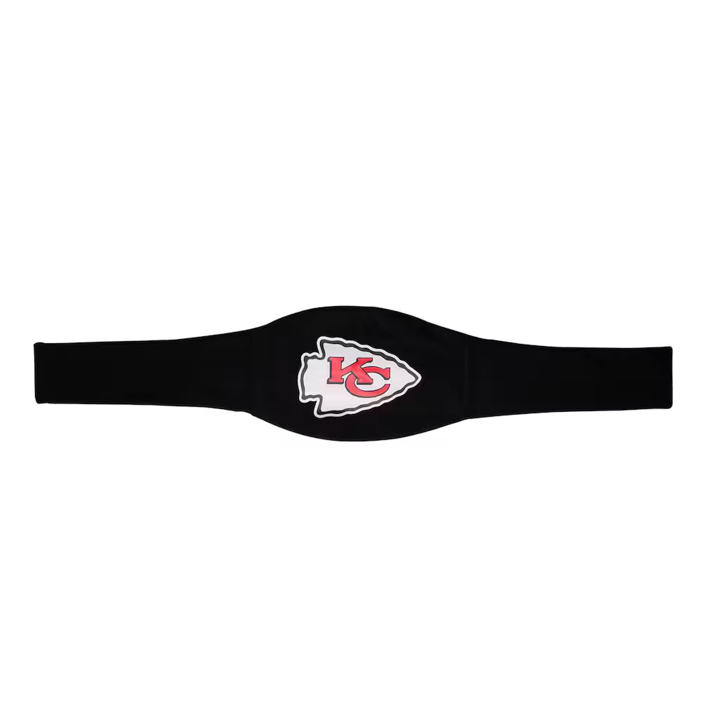 Black sweatband with Kansas City Chiefs logo on a white background