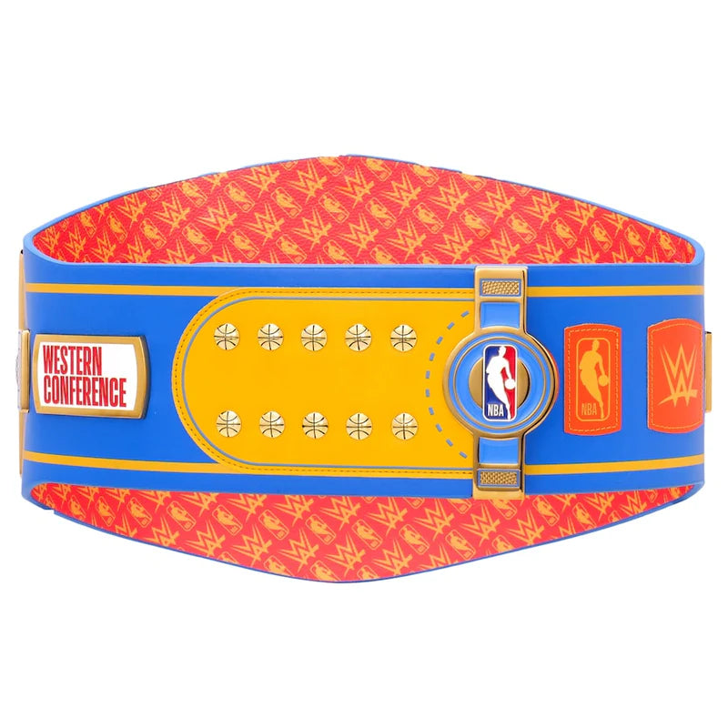 Decorative belt with NBA and WWE logos on a white background Oklahoma City Thunder Legacy Championship Replica Title Belt