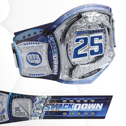 Roman Reigns Autographed SmackDown 25th Anniversary Spinner Championship Belt