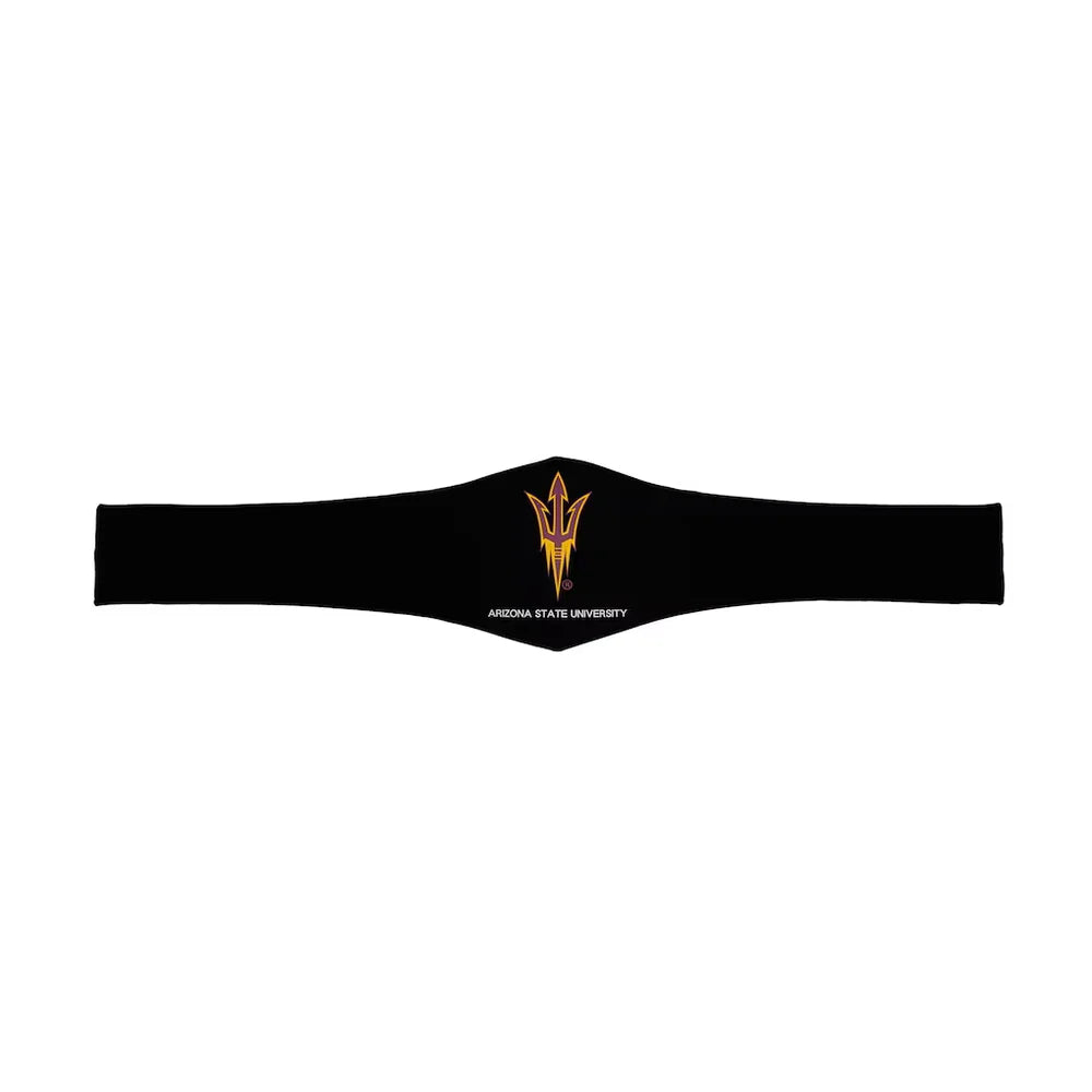 A black athletic headband featuring the Arizona State University logo and text in gold and white, displayed against a solid white background.