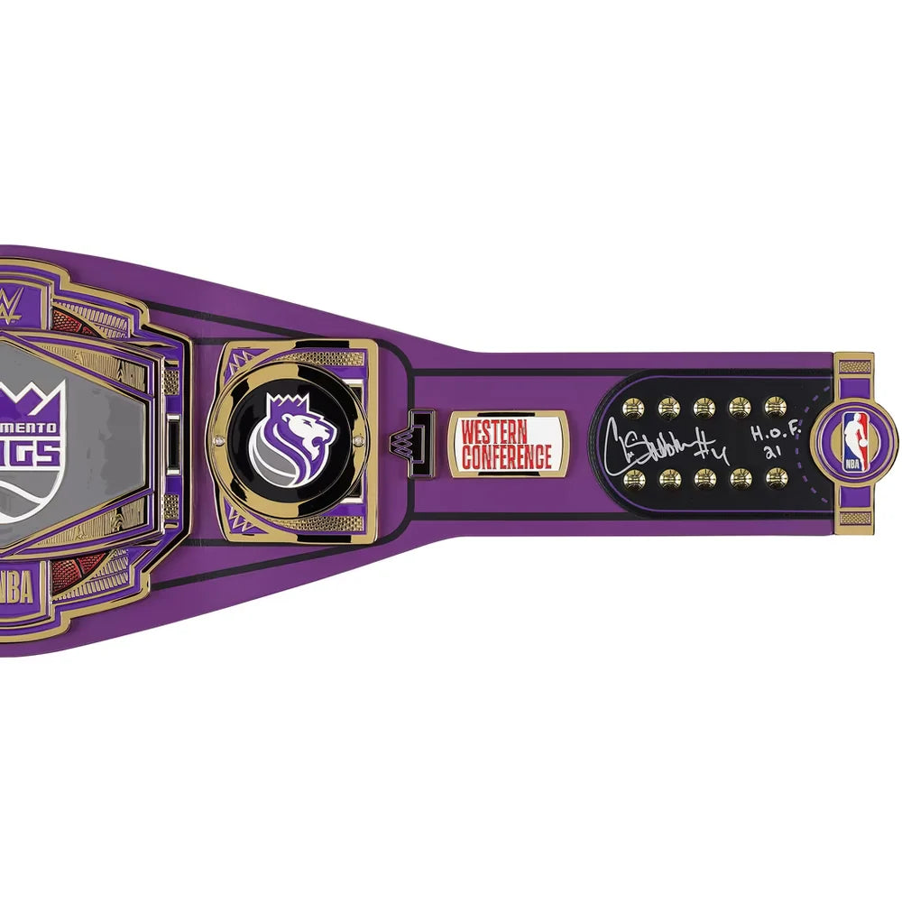Chris Webber Sacramento Kings autographed WWE Legacy title belt with HOF 21 inscription