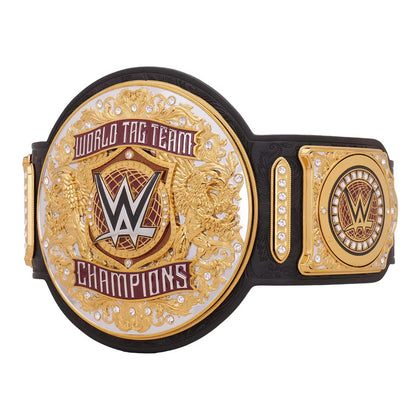 WWE World Tag Team Champions belt on a white background
