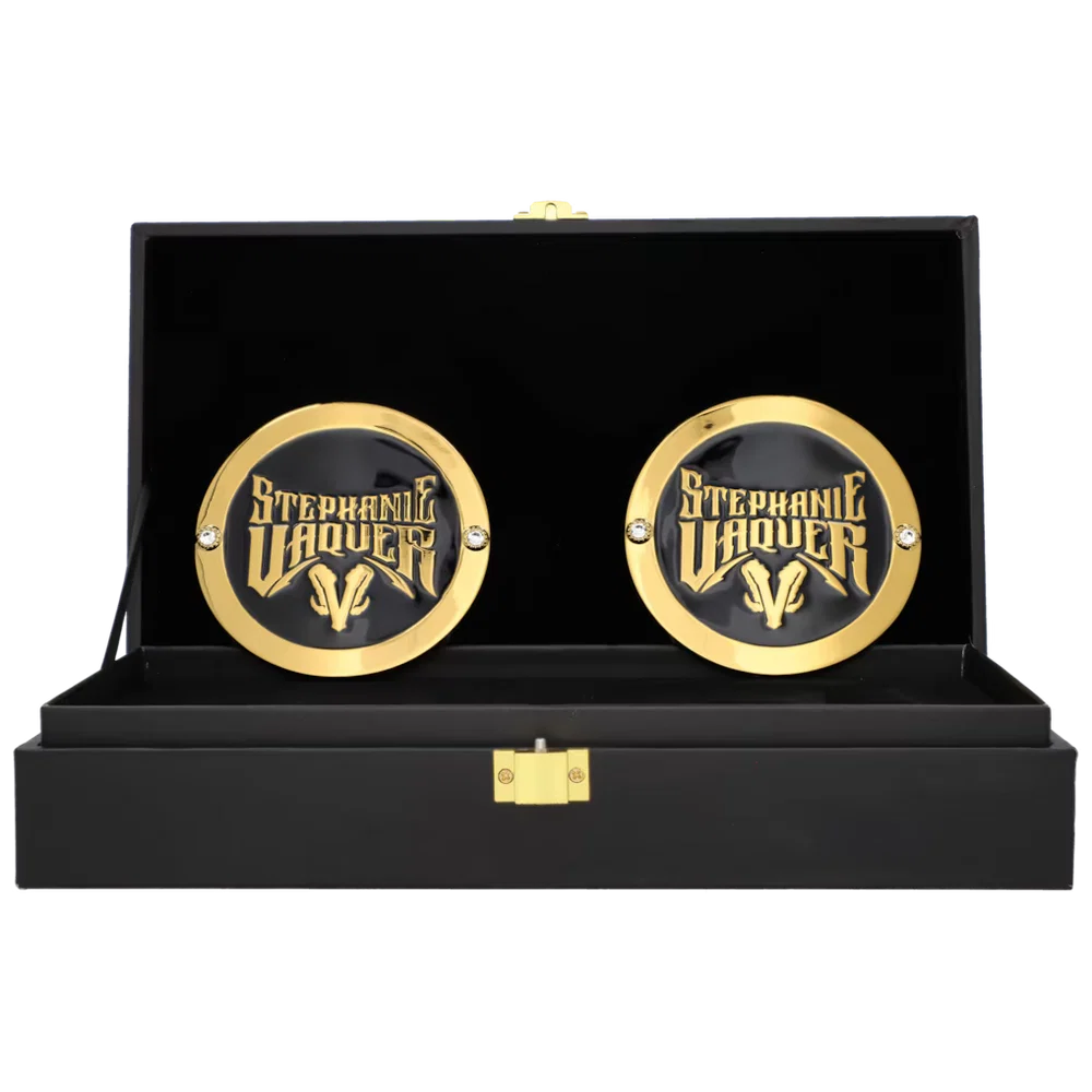 Stephanie Vaquer replica side plates boxed set for wrestling championship belt collectors