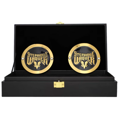 Stephanie Vaquer replica side plates boxed set for wrestling championship belt collectors