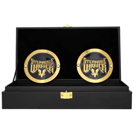 Stephanie Vaquer replica side plates boxed set for wrestling championship belt collectors