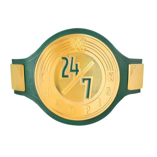Green and gold championship belt with '24/7 Champion' text on a white background