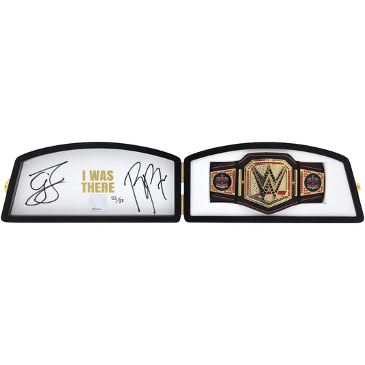 Roman Reigns & Cody Rhodes WWE Autographed 2024 Bad Blood Mini Title in Gift Box