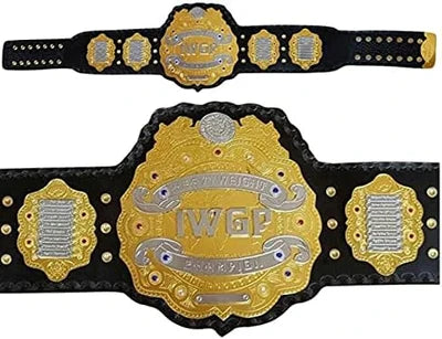 IWGP championship belt with gold and black design