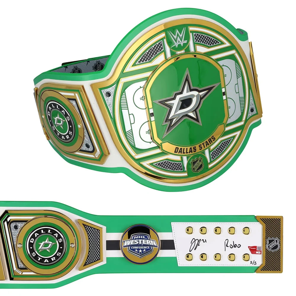 Jason Robertson Dallas Stars Autographed WWE Legacy Title Belt with Robo Inscription Limited Edition 5 of 5