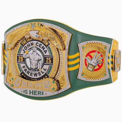 Wrestling championship belt with 'The Last John Cena Farewell' text on a white background