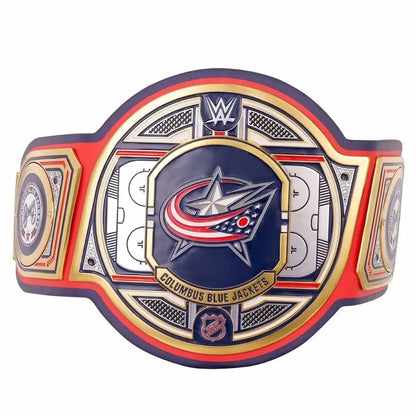 Championship belt with Columbus Blue Jackets logo on a white background
