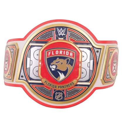Championship belt with Florida Panthers logo on a white background