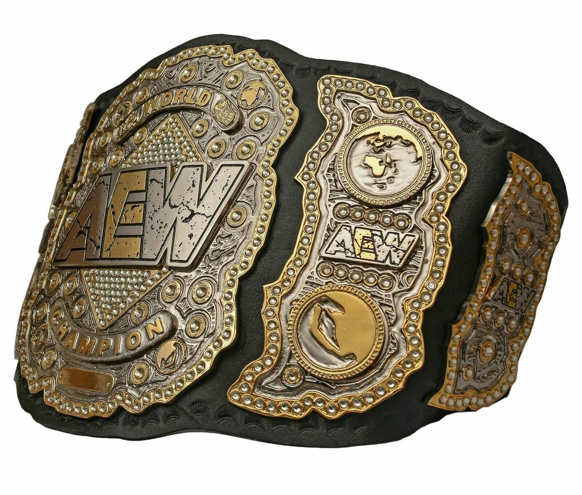 Decorative belt with AEW logo on a white background