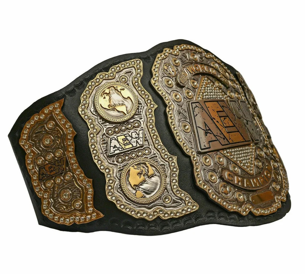 Decorative belt with gold and black design on a white background