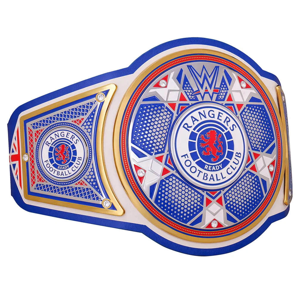 Belt buckle with Rangers Football Club logo on a white background