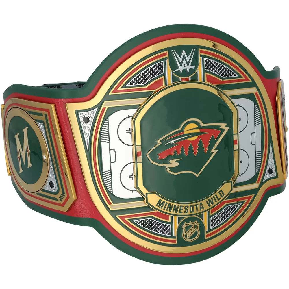 Quinn Hughes Minnesota Wild Autographed WWE Legacy Title Belt with State of Hockey Inscription