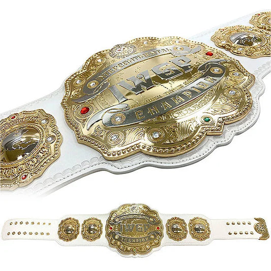 Gold championship belt with 'The Legend' inscription on a white background