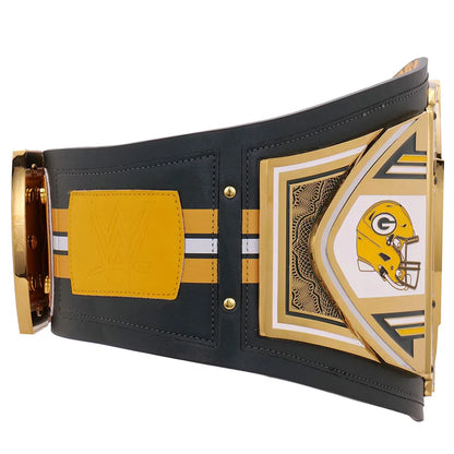 Belt with sports team logo and design on a white background