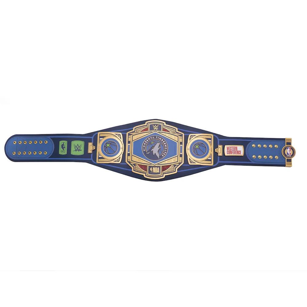 Wrestling championship belt with logos on a white background