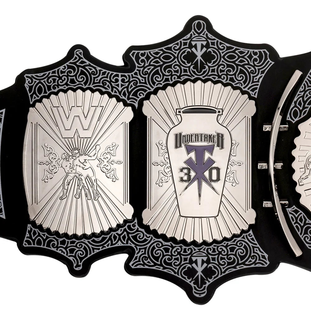Wrestling championship belt with detailed design and text