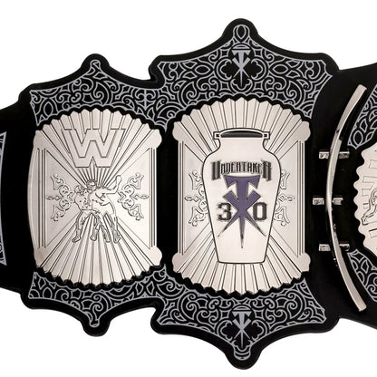 Wrestling championship belt with detailed design and text