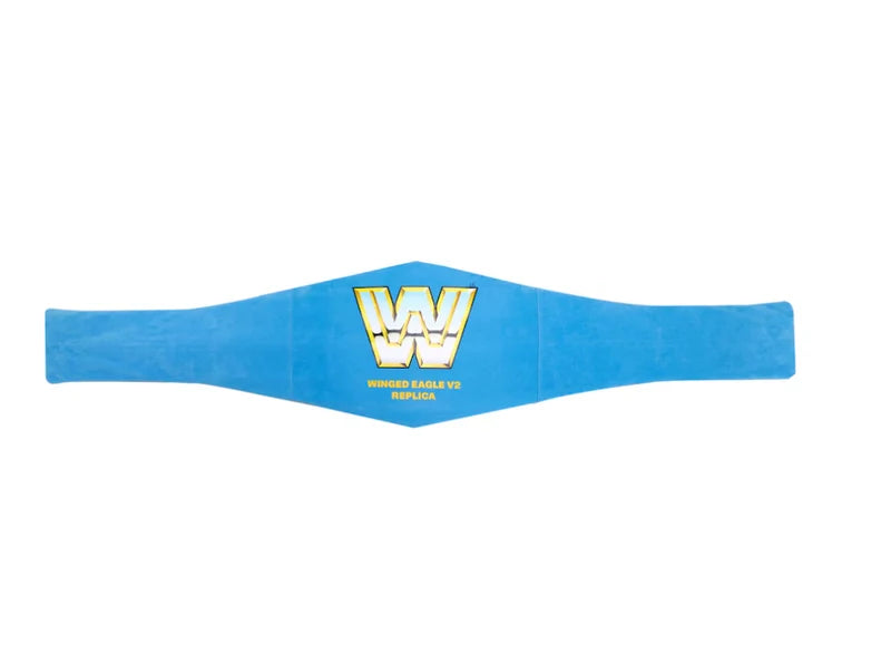Blue belt with a logo on a white background
