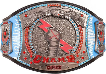 Championship belt with dragon and fist design on a white background