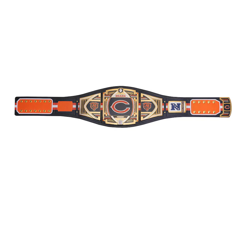 Championship belt with sports team logos on a white background