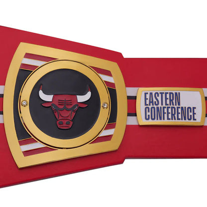 Red championship belt with a bull logo and 'Eastern Conference' text on a white background
