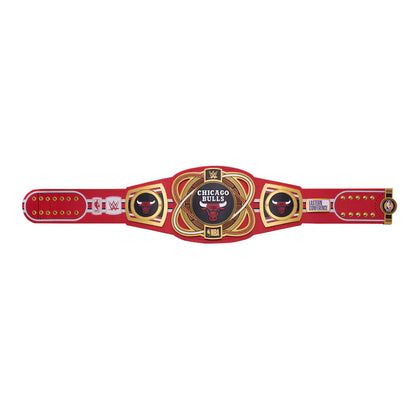Red championship belt with gold accents on a white background