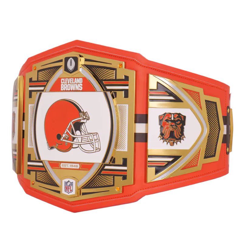 Cleveland Browns championship belt with team logo on a white background