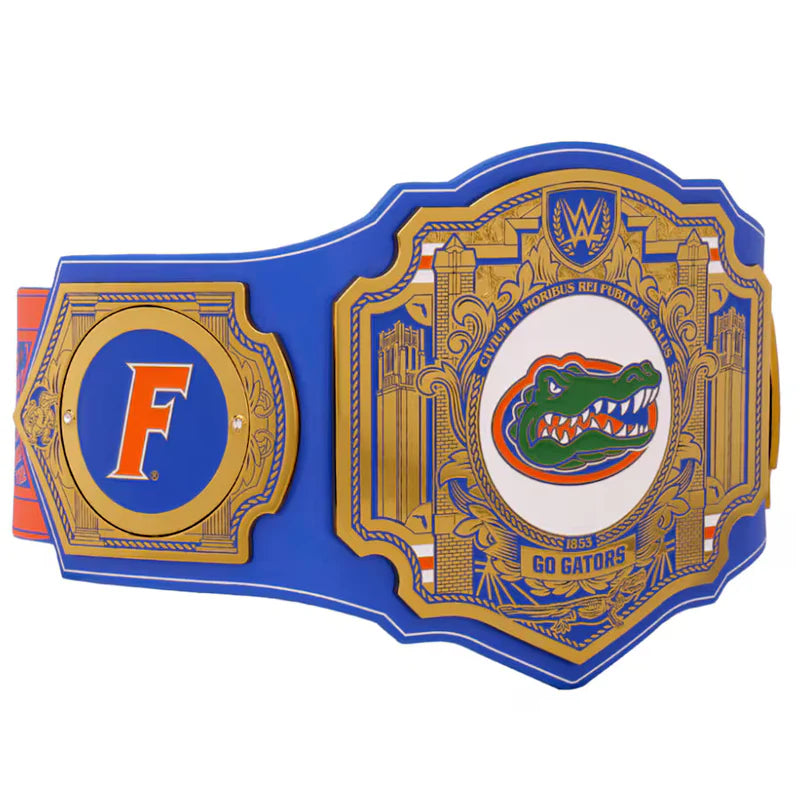 Wrestling championship belt with Florida Gators logo on a white background