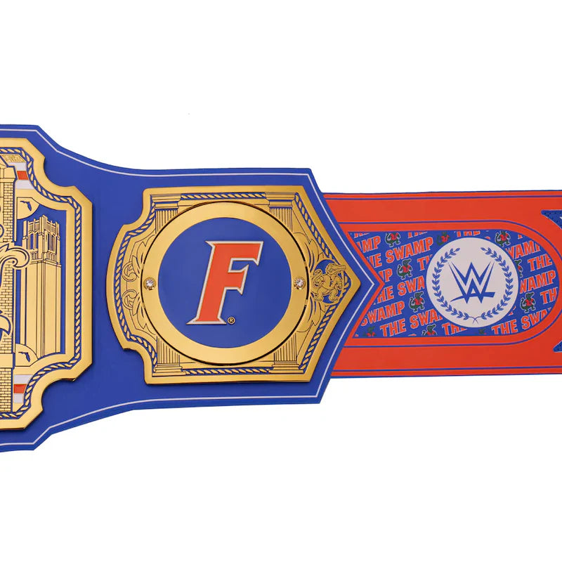 Wrestling championship belt with 'F' logo and WWE emblem on a white background