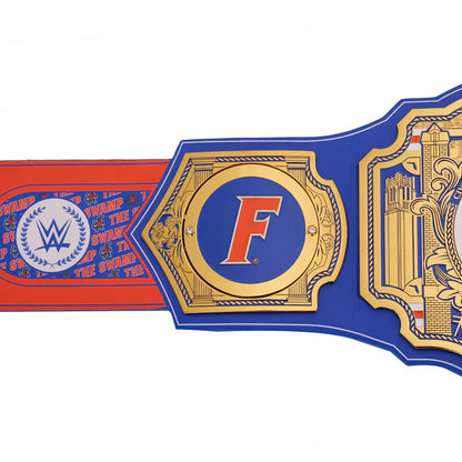 Wrestling championship belt with 'F' logo and WWE logo on a white background