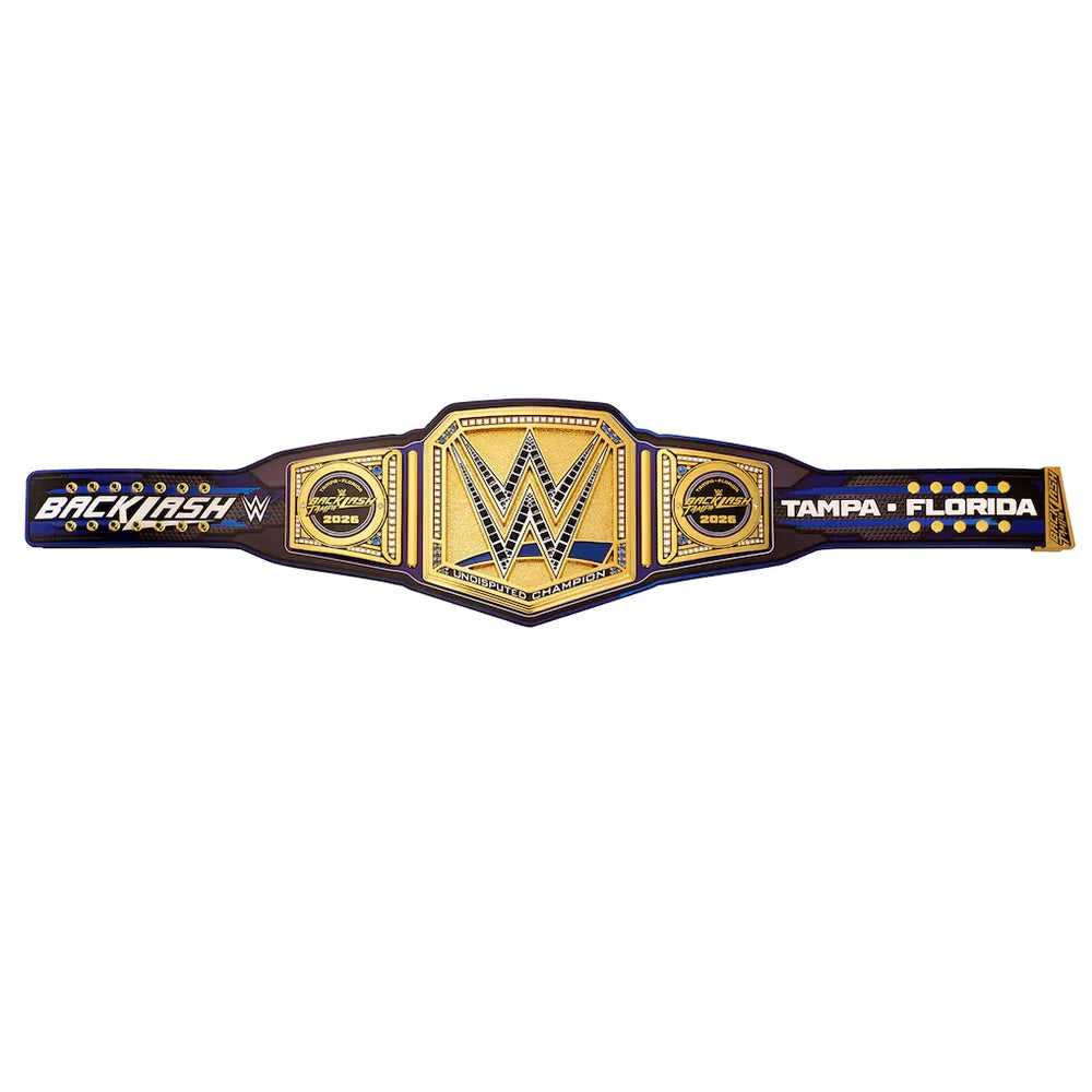 WWE Backlash 24 Tampa, Florida championship belt on a plain white background.