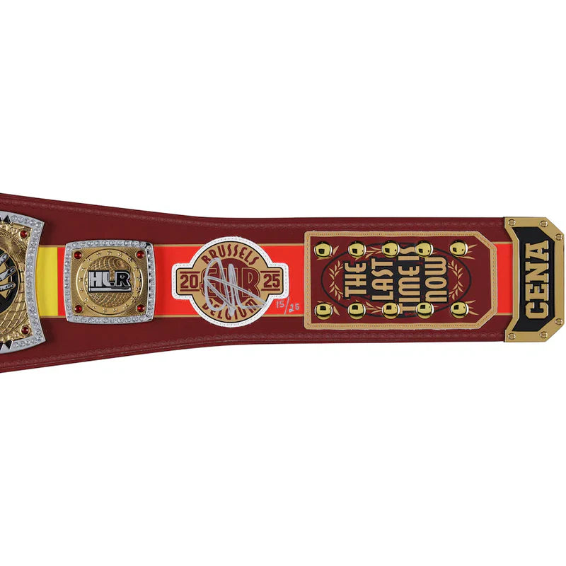 Purple championship belt with gold and white accents featuring a helmet logo and 'NFC North' text.