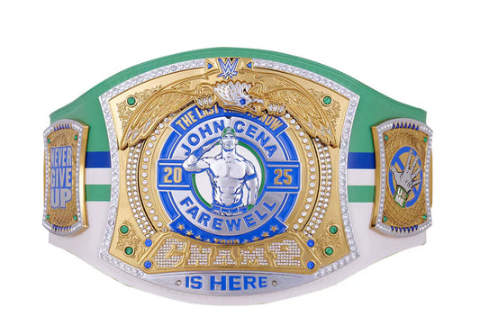 Wrestling championship belt with 'The John Cena Farewell' text on a white background