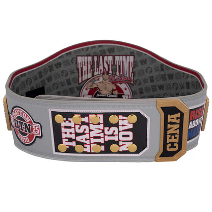 Wrestling championship belt with branding and text on a white background John Cena Farewell Tour 2025 Dayton WWE Spinner Replica Belt