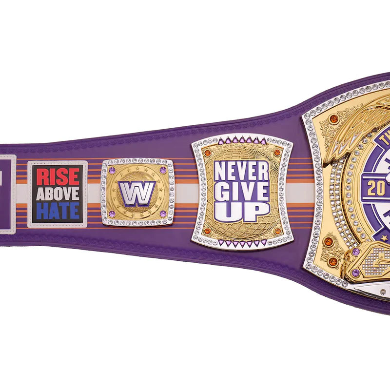 Wrestling championship belt with motivational phrases on a white background