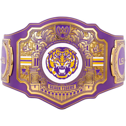 Purple and gold championship belt with LSU logo on a white background LSU Tigers Legacy Championship Title Belt