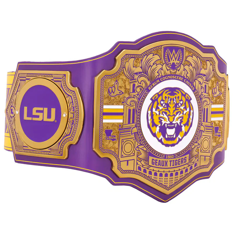 Purple and gold championship belt with LSU logo and tiger design LSU Tigers Legacy Championship Title Belt