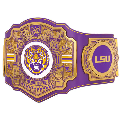 Purple and gold championship belt with LSU logo and tiger emblem LSU Tigers Legacy Championship Title Belt