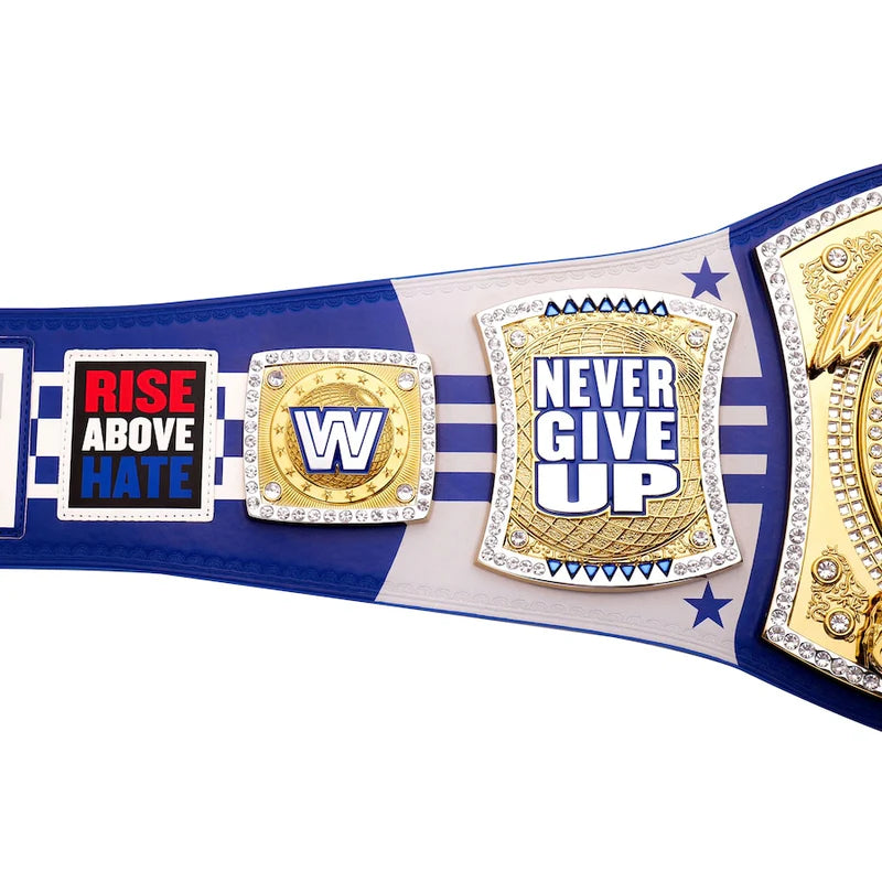 Wrestling championship belt with motivational phrases on a white background