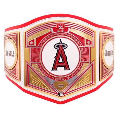 WWE championship belt with Angels logo on a white background