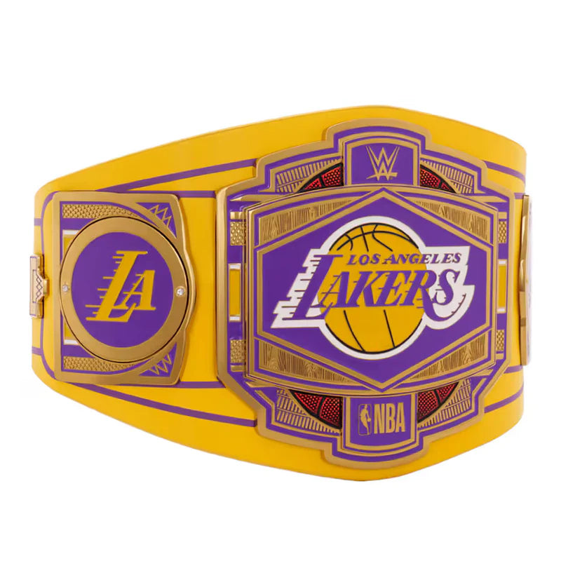 Los Angeles Lakers championship belt with NBA logo on a white background
