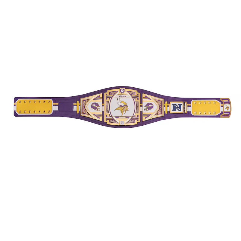 Purple championship belt with gold accents on a white background