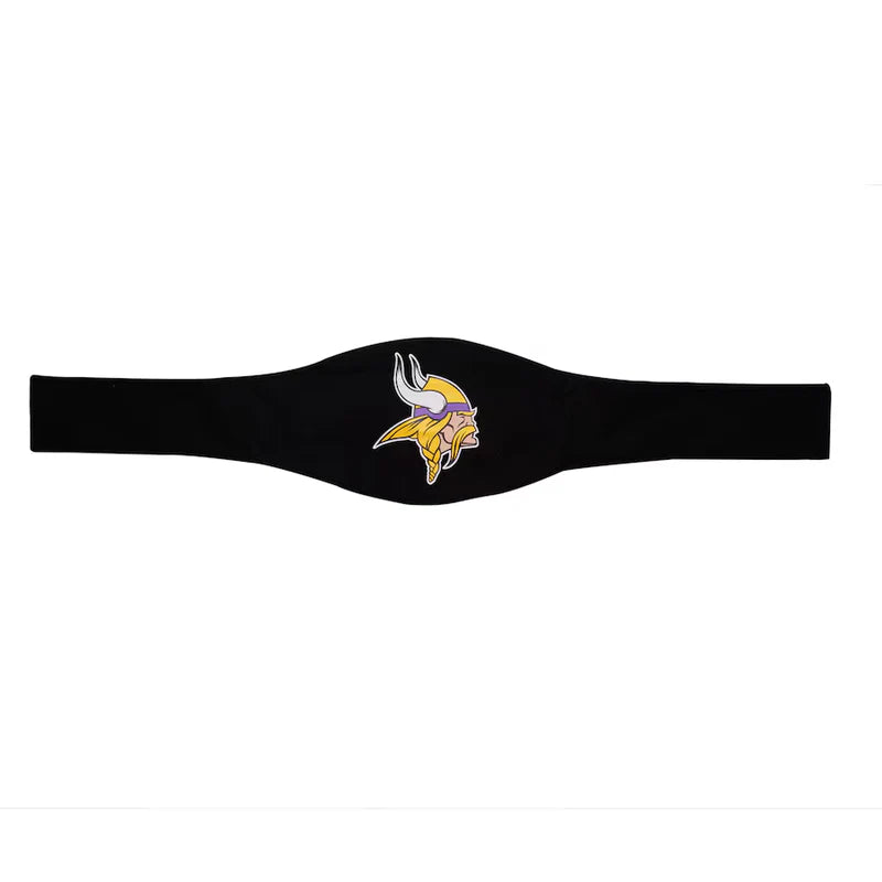 Black sweatband with Minnesota Vikings logo on a white background