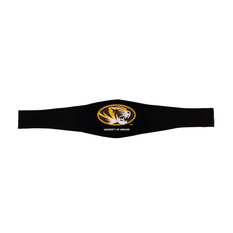 Missouri Tigers Legacy Championship Belt Black headband with a logo on a white background