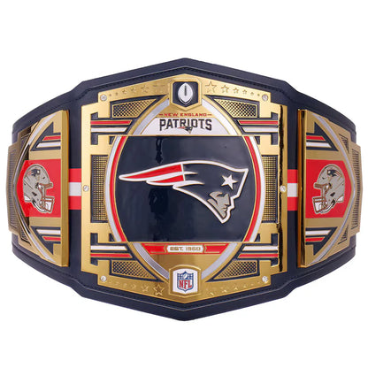 New England Patriots championship belt with team logo on a white background