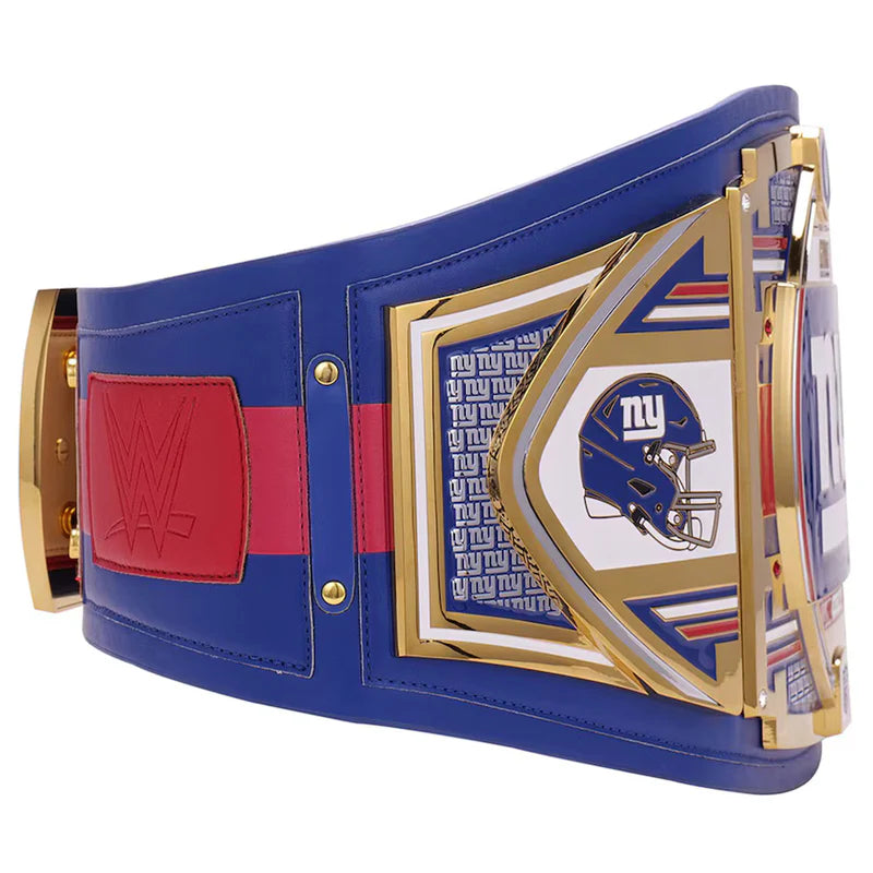 Wrestling championship belt with NFL team logo on a white background